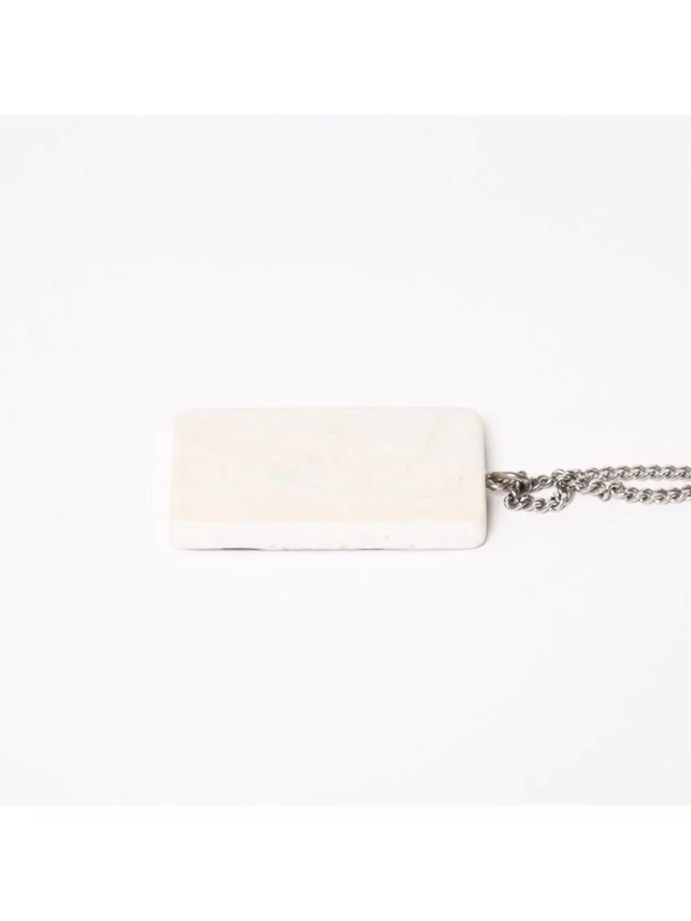 Chanel Plate Necklace White Silver Chain